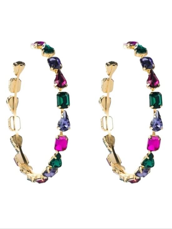 Fashion Jewelry Jewelry - Rhinestone Hoops Multi-color Nickel Free